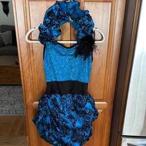 Weissman dance costume Turquoise and Black Sequin